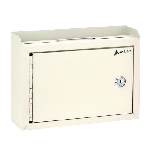 Image of AdirOffice Medium Size Steel Multi-Purpose Secure Drop Box, 9.8 x 3.4 x 7.5, White