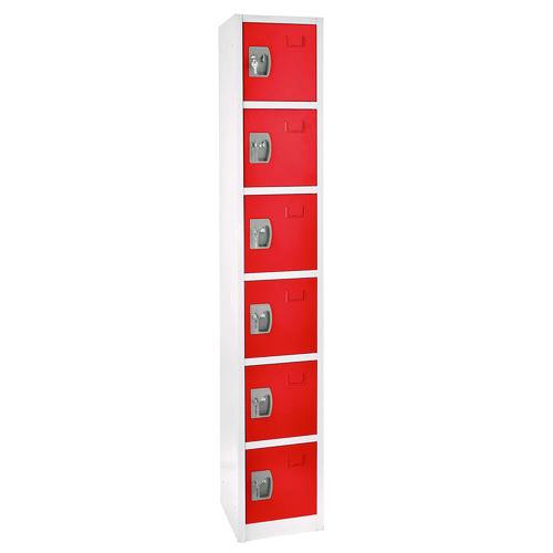 Image of AdirOffice ADI629206RED Steel Storage Locker, 6 Compartment, 12 x 12 x 72, Red