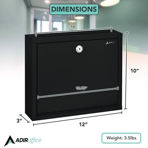 Image of AdirOffice ADI63103BLKMK Large Size Steel Multi-Purpose Secure Drop Box, 12 x 3 x 10, Black