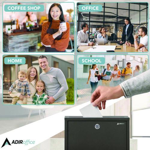 Image of AdirOffice ADI63103BLKMK Large Size Steel Multi-Purpose Secure Drop Box, 12 x 3 x 10, Black