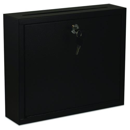 Image of AdirOffice ADI63103BLKMK Large Size Steel Multi-Purpose Secure Drop Box, 12 x 3 x 10, Black