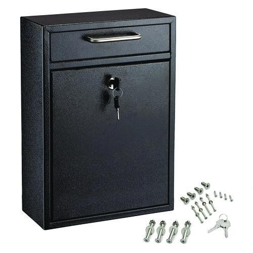 Image of AdirOffice Large Ultimate Secure Drop Box Wall Mounted Mail Box, 11.2 x 4.7 x 16.2, Black