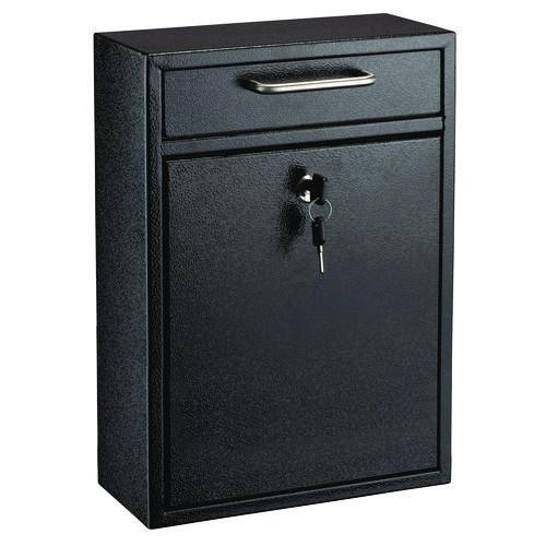 Image of AdirOffice Large Ultimate Secure Drop Box Wall Mounted Mail Box, 11.2 x 4.7 x 16.2, Black
