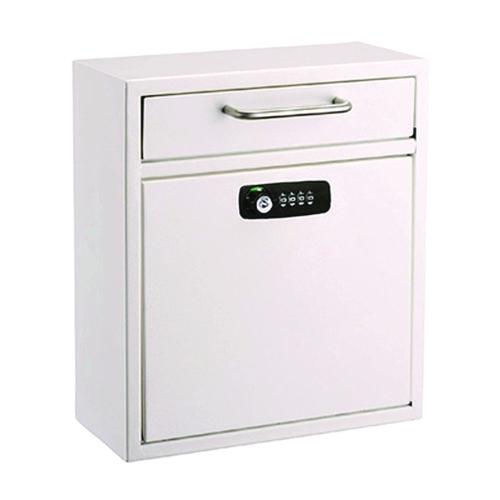Image of AdirOffice ADI63105WHIKCMK Medium Secure Drop Box Wall Mounted Locking Mail Box with Key and Combination Lock, 10.51 x 4.72 x 12, White