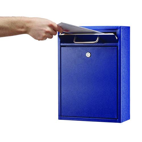 Image of AdirOffice ADI63104BLUMK Large Ultimate Secure Drop Box Wall Mounted Mail Box, 11.2 x 4.7 x 16.2, Blue