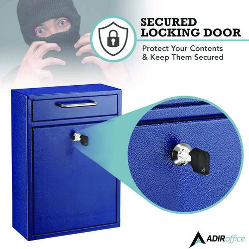 Image of AdirOffice ADI63104BLUMK Large Ultimate Secure Drop Box Wall Mounted Mail Box, 11.2 x 4.7 x 16.2, Blue
