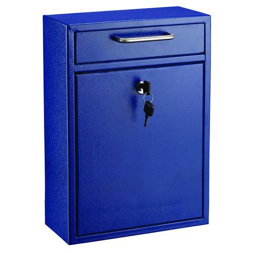 Image of AdirOffice ADI63104BLUMK Large Ultimate Secure Drop Box Wall Mounted Mail Box, 11.2 x 4.7 x 16.2, Blue