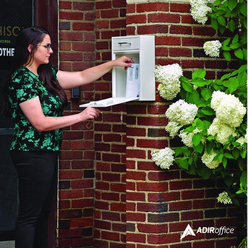 Image of AdirOffice ADI63104WH-MK Large Ultimate Secure Drop Box Wall Mounted Mail Box, 11.2 x 4.7 x 16.2, White