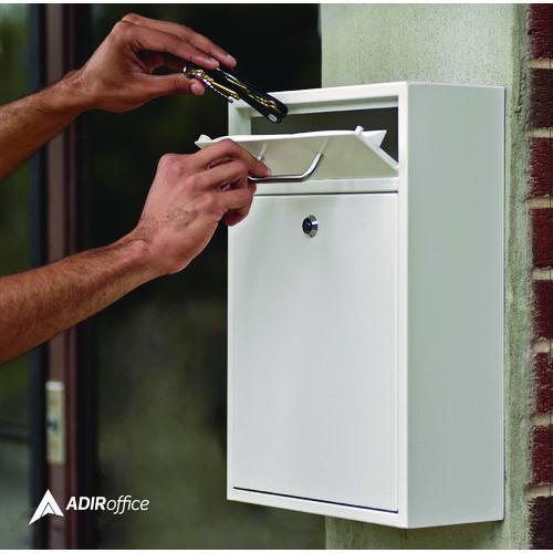 Image of AdirOffice ADI63104WH-MK Large Ultimate Secure Drop Box Wall Mounted Mail Box, 11.2 x 4.7 x 16.2, White