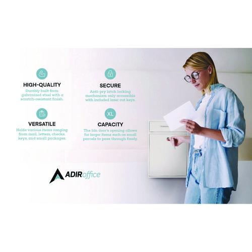 Image of AdirOffice ADI63104WH-MK Large Ultimate Secure Drop Box Wall Mounted Mail Box, 11.2 x 4.7 x 16.2, White