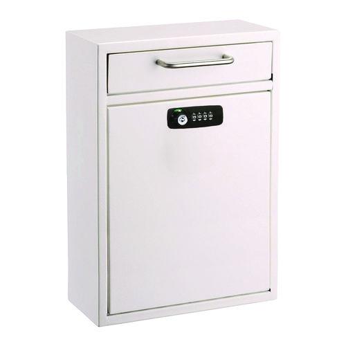Image of AdirOffice ADI63104WHIKCMK Large Secure Drop Box Wall Mounted Locking Mail Box with Key and Combination lock, 11.2 x 4.7 x 16.2, White
