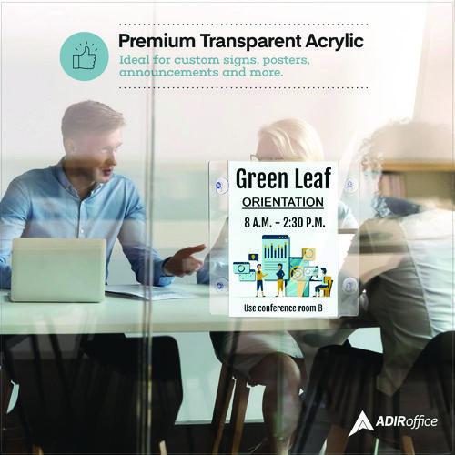 Image of AdirOffice ADI6398511WSH2MK Clear Suction Acrylic Window Sign Holder, 8 x 11, Clear Frame, 2/Pack