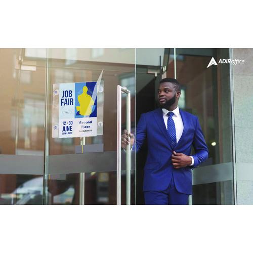 Image of AdirOffice ADI6398511WSH2MK Clear Suction Acrylic Window Sign Holder, 8 x 11, Clear Frame, 2/Pack