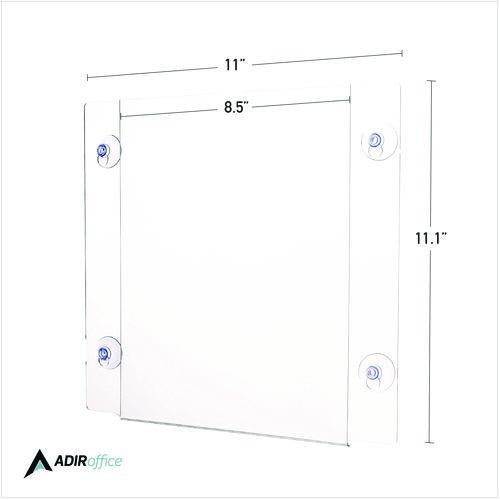 Image of AdirOffice ADI6398511WSH2MK Clear Suction Acrylic Window Sign Holder, 8 x 11, Clear Frame, 2/Pack