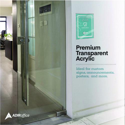 Image of AdirOffice ADI63985116WMMK Wall Mount Side-Loading Acrylic Sign Holders, 8 x 11, Clear Frame, 6/Pack