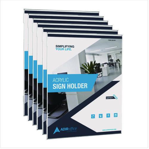 Image of AdirOffice ADI63985116WMMK Wall Mount Side-Loading Acrylic Sign Holders, 8 x 11, Clear Frame, 6/Pack