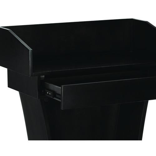 Image of AdirOffice ADI661012BLKMK Wood Stand-Up Podium Lectern Speaker Stand with Drawer and Storage Area, 27.55 x 14 x 43.3, Black