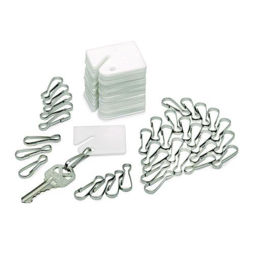 Image of AdirOffice ADI689100 Plastic Identification Key Tags, White, 100/Pack