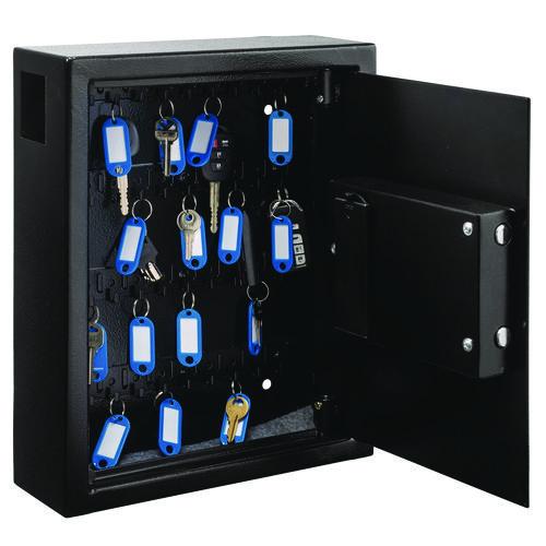 Image of AdirOffice ADI68040BLKMK Steel Digital Lock Key Cabinet, 40-Key, 13 x 4 x 14.3, Stainless Steel 304, Black