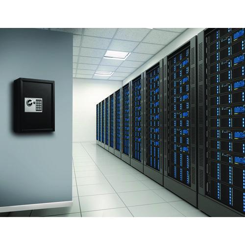Image of AdirOffice ADI68040BLKMK Steel Digital Lock Key Cabinet, 40-Key, 13 x 4 x 14.3, Stainless Steel 304, Black