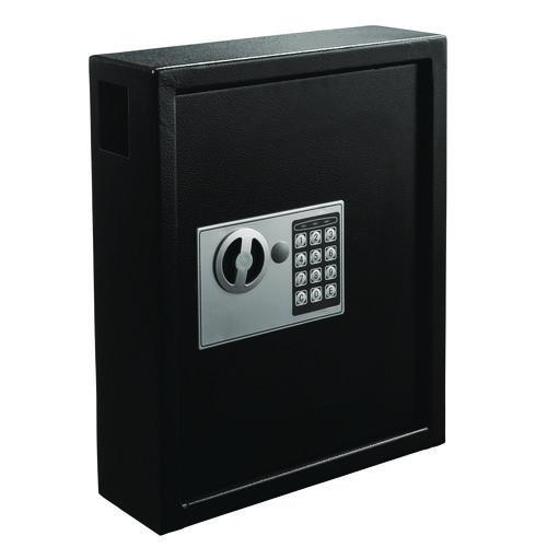 Image of AdirOffice ADI68040BLKMK Steel Digital Lock Key Cabinet, 40-Key, 13 x 4 x 14.3, Stainless Steel 304, Black