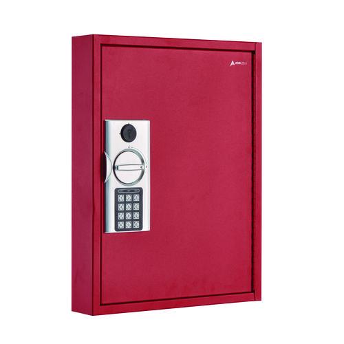 Image of AdirOffice ADI68060REDMK Steel Digital Lock Key Cabinet, 60-Key, 13 x 2.6 x 17, Stainless Steel 304, Red