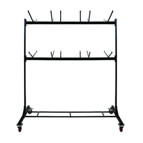 Image of AdirOffice ADI69003 Steel Folding Chair Two-Tier Utility Cart, Metal, 1,000 lb Capacity, 33 x 65 x 68.5, Black