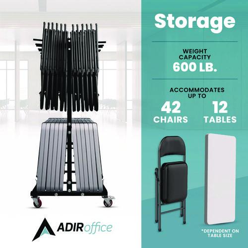 Image of AdirOffice ADI69001 Folding Chair and Table Combo Cart, Metal, 600 lb Capacity, 33.7 x 65 x 67, Black