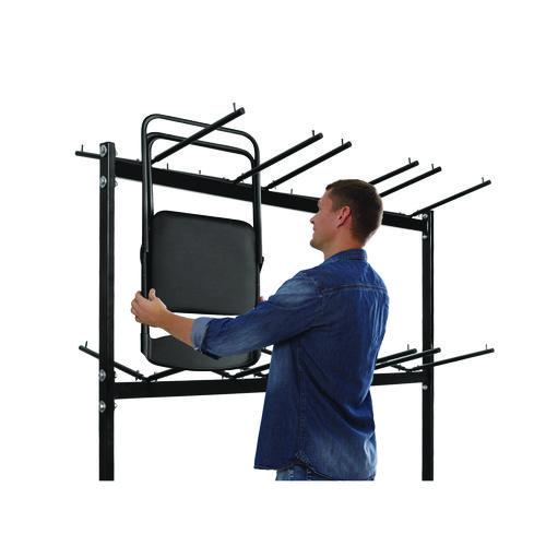 Image of AdirOffice ADI69003 Steel Folding Chair Two-Tier Utility Cart, Metal, 1,000 lb Capacity, 33 x 65 x 68.5, Black