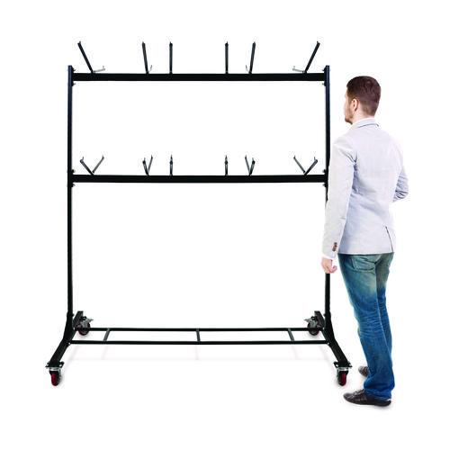 Image of AdirOffice ADI69003 Steel Folding Chair Two-Tier Utility Cart, Metal, 1,000 lb Capacity, 33 x 65 x 68.5, Black