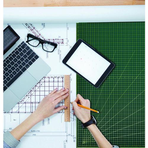 Image of AdirOffice ADICM3042MK Reversible Self Healing Cutting Mat, 1" Grid with Guide Angles, 30" x 42", Green/Black