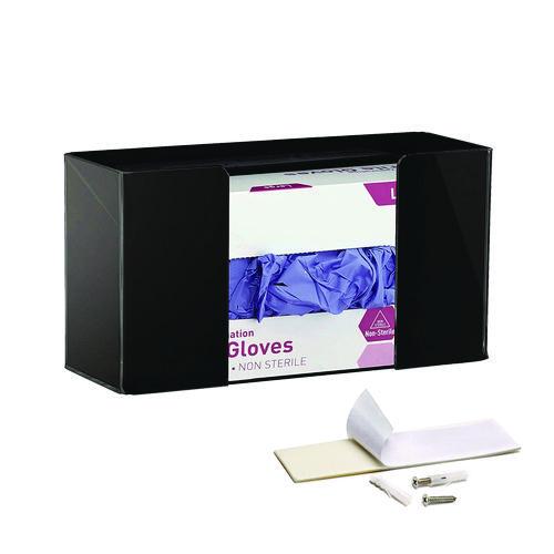 Image of AdirMed ADI90201BLKMK Acrylic Glove Dispenser, Single Box Capacity, 10.2 x 3.5 x 5.3, Black