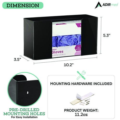 Image of AdirMed ADI90201BLKMK Acrylic Glove Dispenser, Single Box Capacity, 10.2 x 3.5 x 5.3, Black