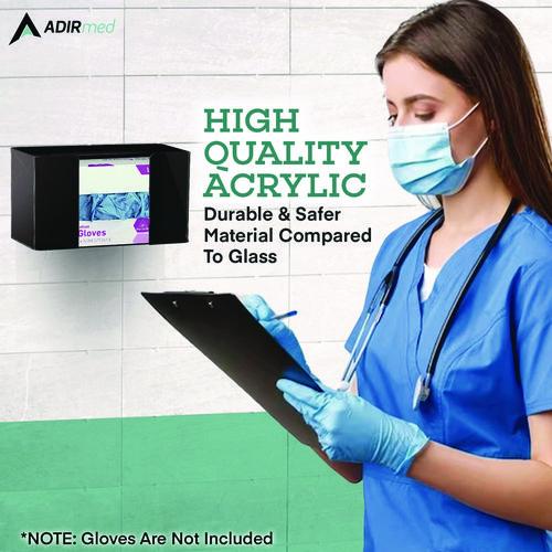 Image of AdirMed ADI90201BLKMK Acrylic Glove Dispenser, Single Box Capacity, 10.2 x 3.5 x 5.3, Black
