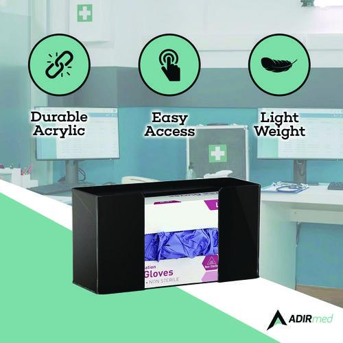 Image of AdirMed ADI90201BLKMK Acrylic Glove Dispenser, Single Box Capacity, 10.2 x 3.5 x 5.3, Black