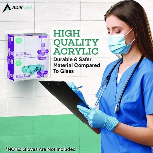 Image of AdirMed ADI90202MK Acrylic Glove Dispenser, Double Box Capacity, 10.2 x 3.5 x 10.8, Clear
