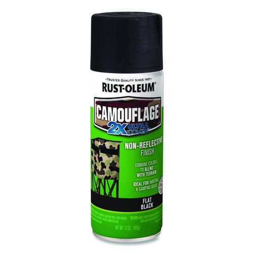 Image of Rust-Oleum® 279179 Camouflage Spray Paint, Flat Black, 12 oz Aerosol Can