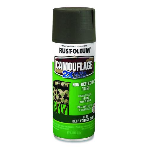 Image of Rust-Oleum® 279175 Camouflage Spray Paint, Flat Deep Forest Green, 12 oz Aerosol Can