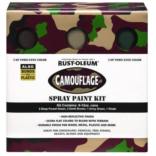 Image of Rust-Oleum® 269038 Camouflage 2X Ultra Cover Assorted Spray Paint Kit, Assorted Colors, 12 oz Aerosol Can, 6/Carton