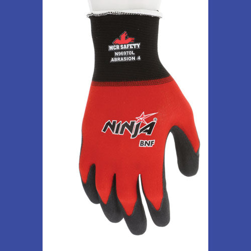 Image of MCR Safety N96970S Ninja BNF N96970 Gloves, 10" Long, Small, Black/Red, 12 Pairs