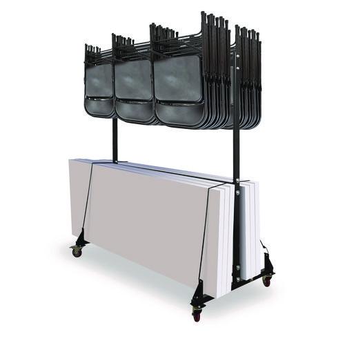Image of AdirOffice ADI69001 Folding Chair and Table Combo Cart, Metal, 600 lb Capacity, 33.7 x 65 x 67, Black