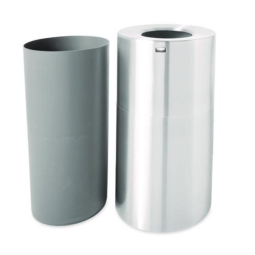 Image of RubbermaidÂ® Commercial Atrium Aluminum Container with Liner, 35 gal, Aluminum, Satin Aluminum