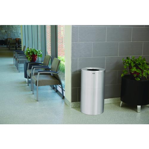 Image of RubbermaidÂ® Commercial Atrium Aluminum Container with Liner, 35 gal, Aluminum, Satin Aluminum