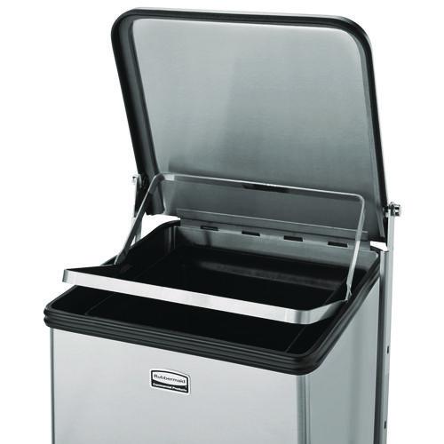 Image of RubbermaidÂ® Commercial Defenders Heavy-Duty Steel Step Can, 6.5 gal, Stainless Steel