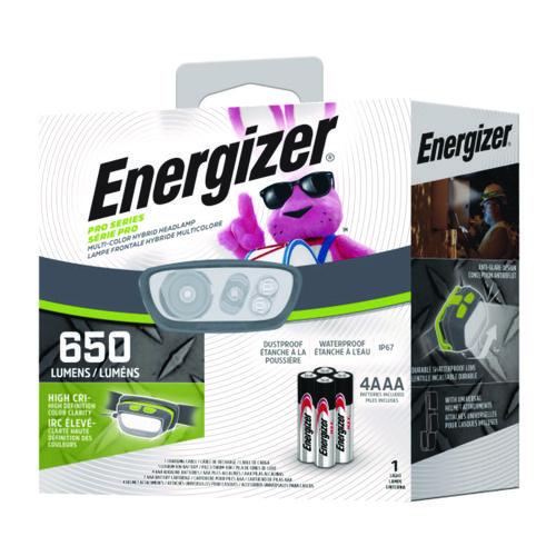 Image of Energizer® ENY38A42P Pro Series Multi-Color Hybrid Headlamp, Rechargeable Lithium Ion Battery/4 AAA Batteries (Included), Gray/Green