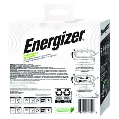 Image of Energizer® ENY38A42P Pro Series Multi-Color Hybrid Headlamp, Rechargeable Lithium Ion Battery/4 AAA Batteries (Included), Gray/Green