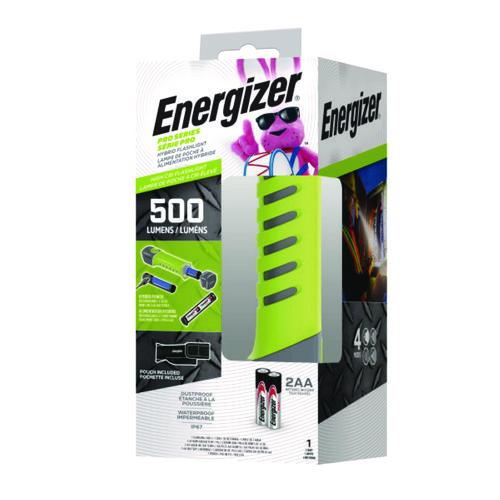 Image of Energizer® ENYPHH21 Pro Series Hybrid Handheld, Rechargeable Lithium Ion Battery/2 AA Batteries (Included), Gray/Green