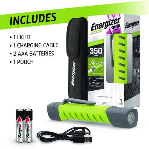 Image of Energizer® ENYPHH22 Pro Series Inspection Light, Rechargeable Lithium Ion Battery/2 AAA Batteries (Included), Gray/Green