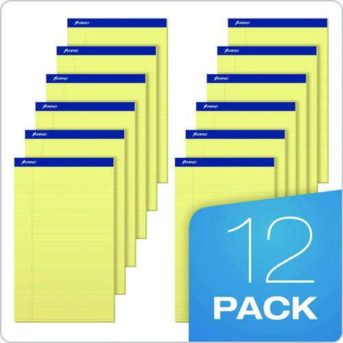 Image of Ampad® Perforated Writing Pads, Wide/Legal Rule, (50) Canary 8.5 x 14 Sheets, Dozen