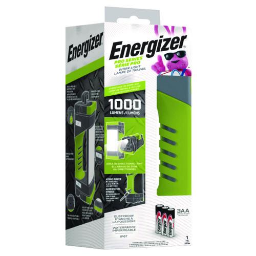 Image of Energizer® ENYPWL31 Pro Series Work Light, Rechargeable Lithium Ion Battery/3 AA Batteries (Included), Gray/Green